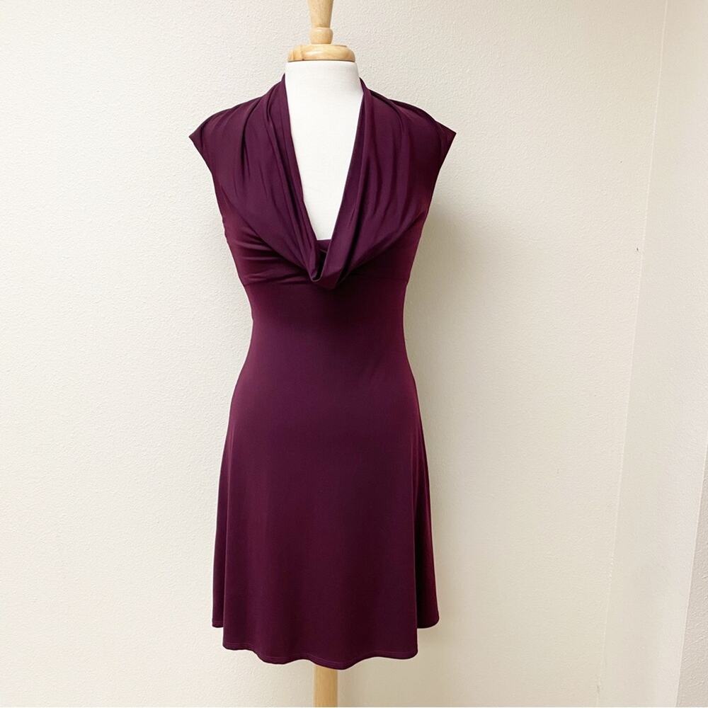 Alexia Admor Cowl Neck Dress Maroon Small